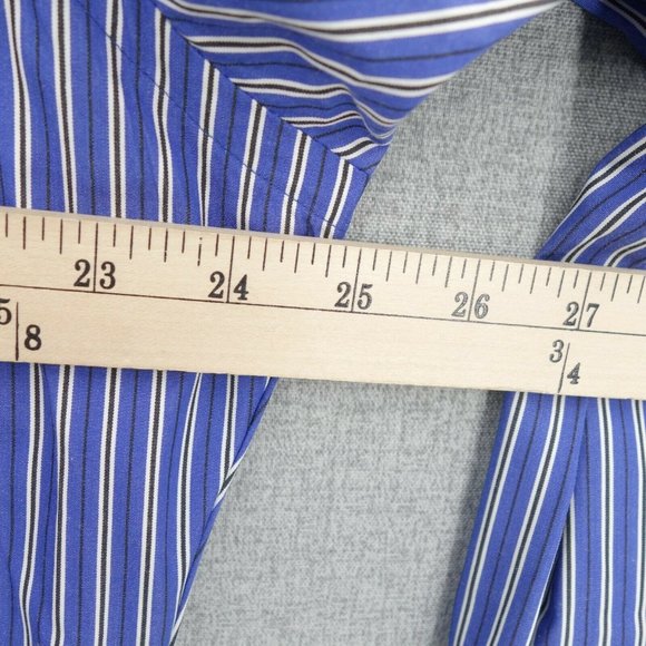 Ralph Lauren Shirt Mens Large Blue Striped Classic Fit Long Sleeve Button Front - Picture 7 of 10